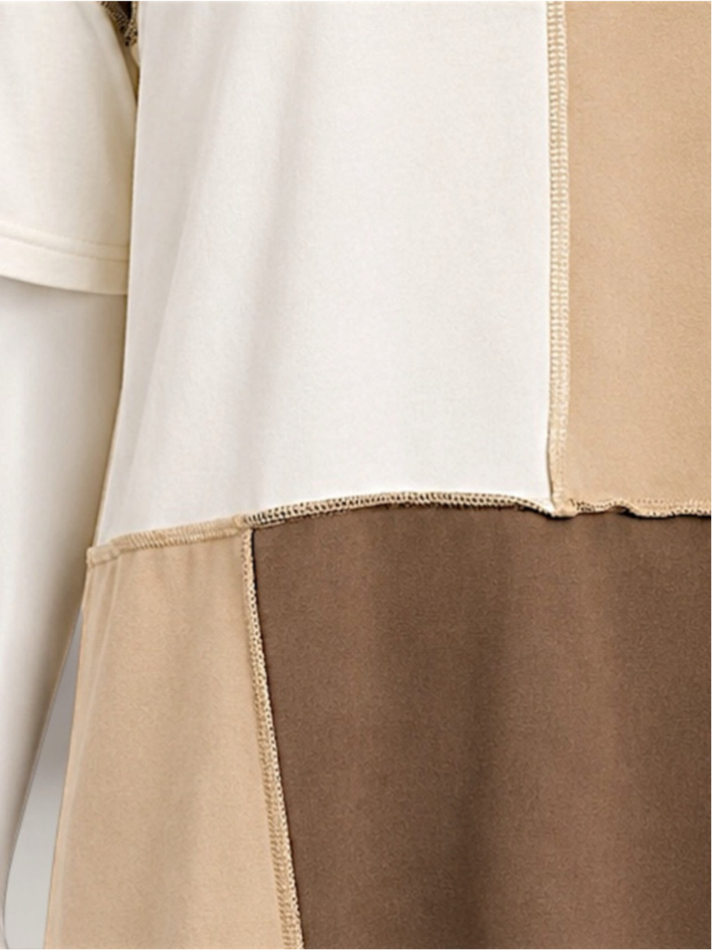 New Colorblock Top with Stitching – Oversized Drop Shoulder Tee – Size 4 - Picture 8 of 9